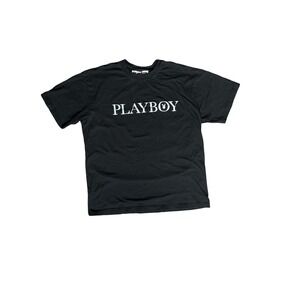 Playboy Black Logo T-Shirt Men's Size L Short Sleeve Graphic Tee